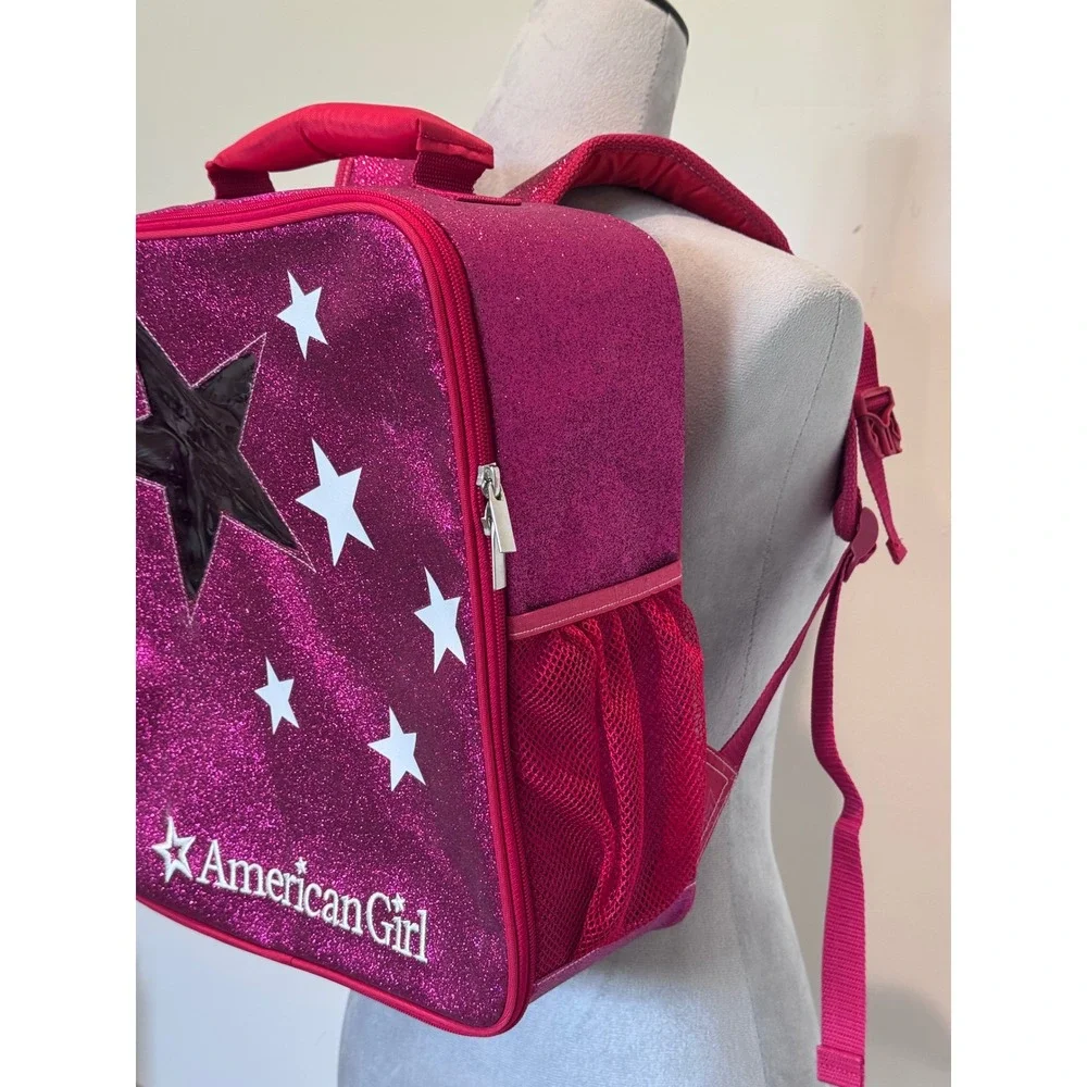 American Girl Pink Glitter Star doll carrier backpack Padded Straps Travel Bag